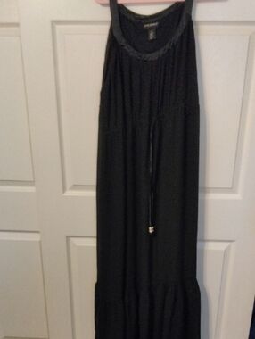 Lane Bryant Sleeveless Black Chiffon Maxi Dress with Drawstring Waist